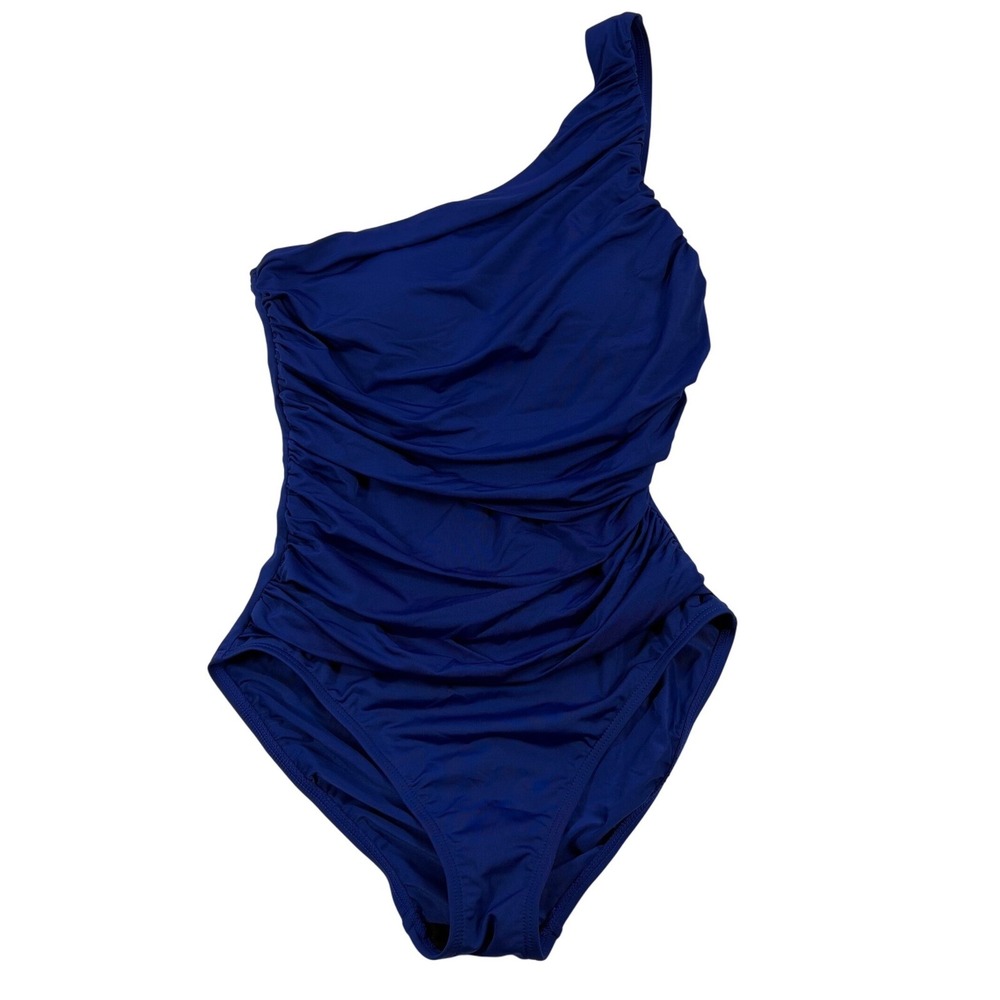 La Blanca Swimsuit Women One Piece Sz 6 Royal Blue Flattering Beach Pool Ruching